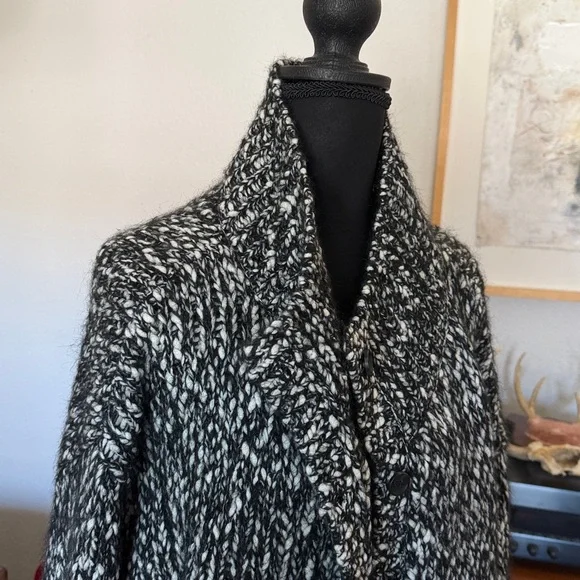 Stitches and Stripes Black and White Knit Cardigan - Picture 2 of 6